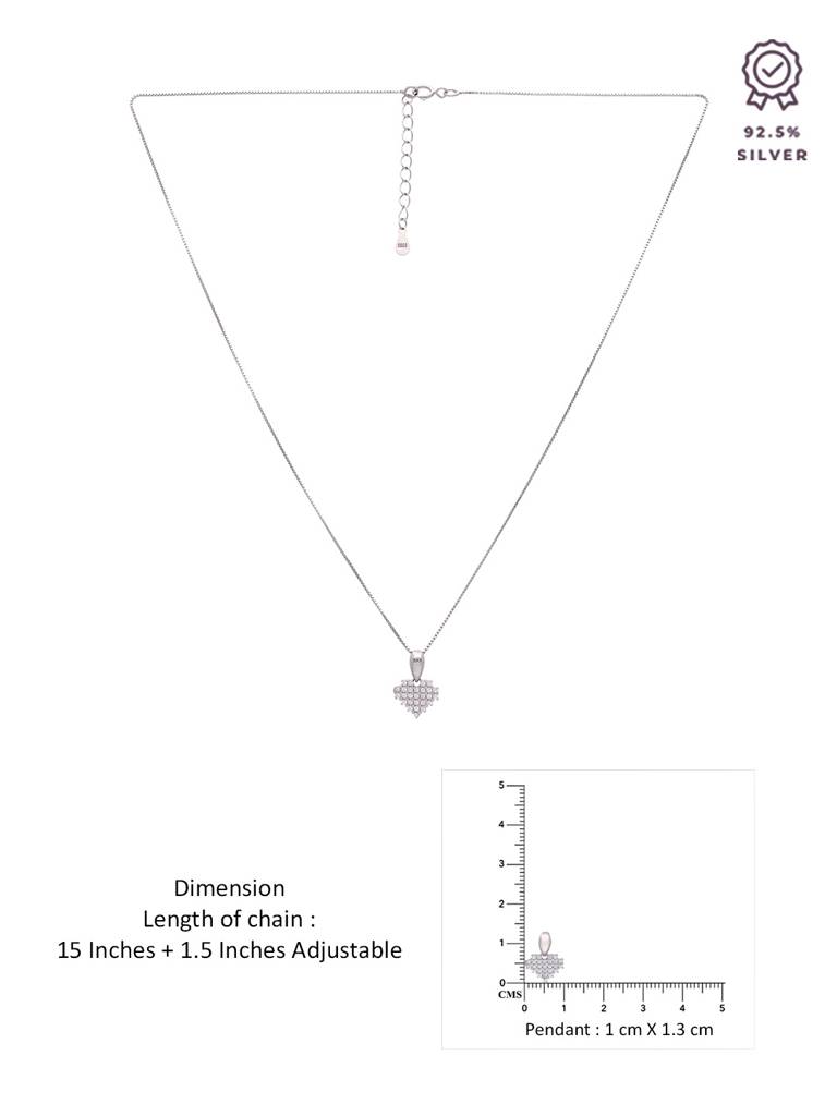Sterling Silver Diamond Matrix Heart Pendant With Chain : PDHR11-S-NA
