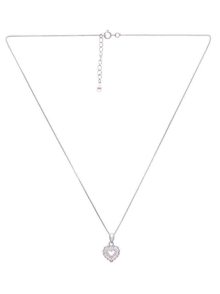 Sterling Silver Crystal Caressed Heart Pendant With Chain : PDHR12-S-NA