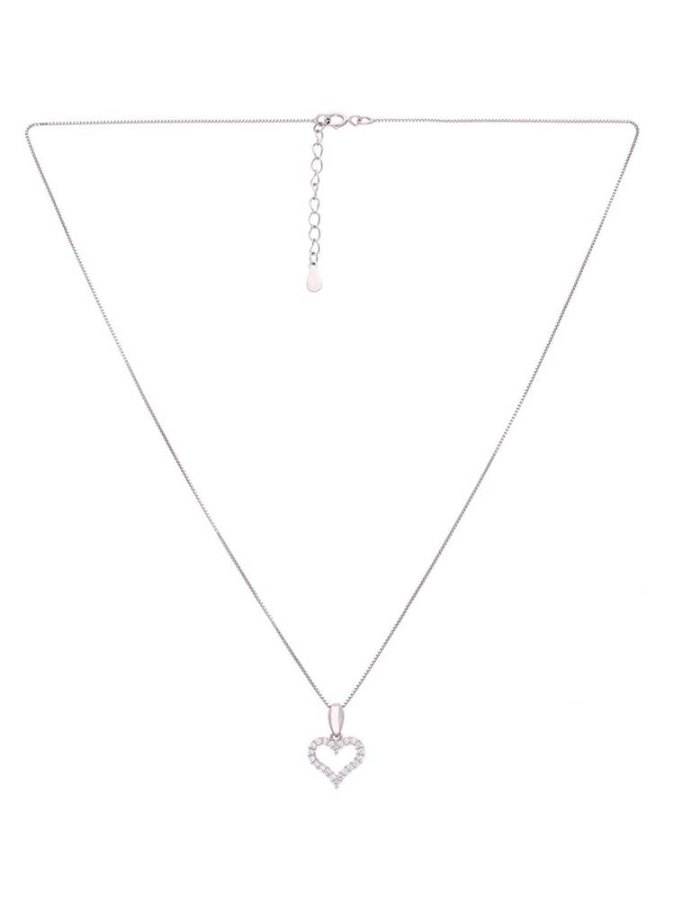 Sterling Silver Stylishly Sleek Heart Pendant With Chain : PDHR13-S-NA