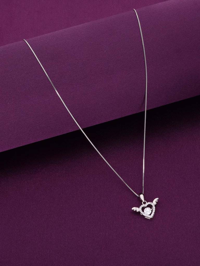 Sterling Silver Heart Pendant With Chain : PDHR16-S-NA