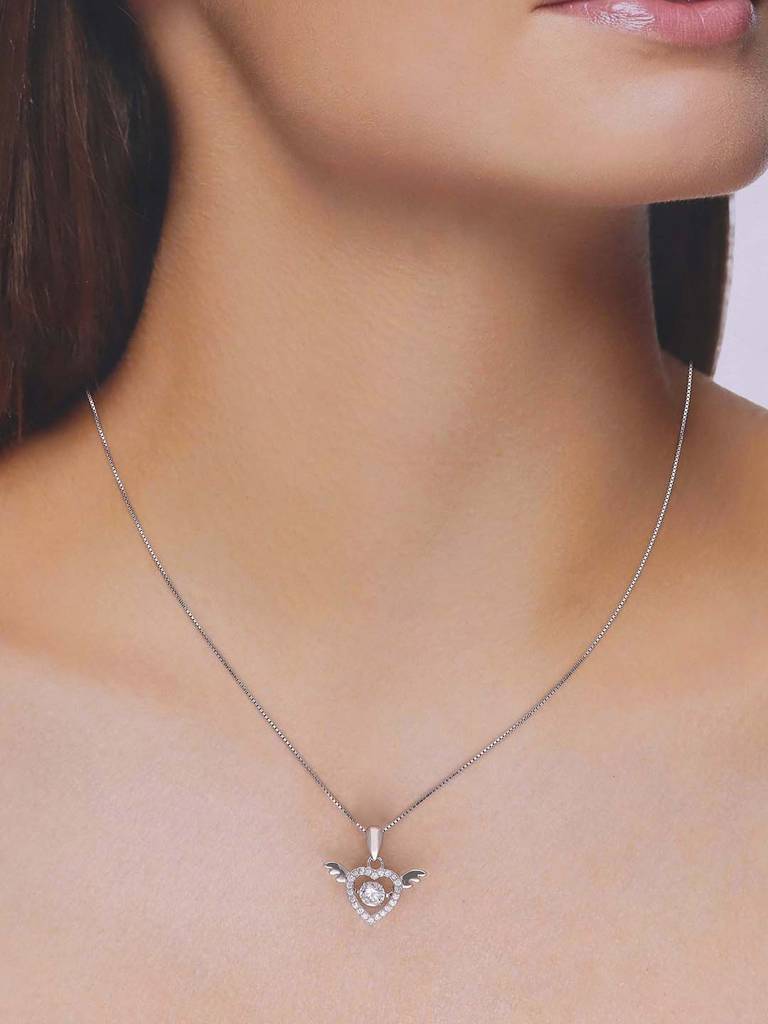 Sterling Silver Heart Pendant With Chain : PDHR16-S-NA