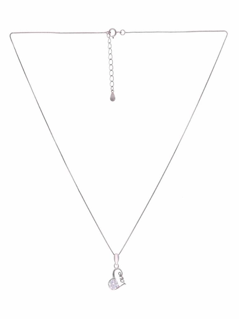 Sterling Silver Solitaire Heart Love Pendant With Chain : PDHR21-S-NA