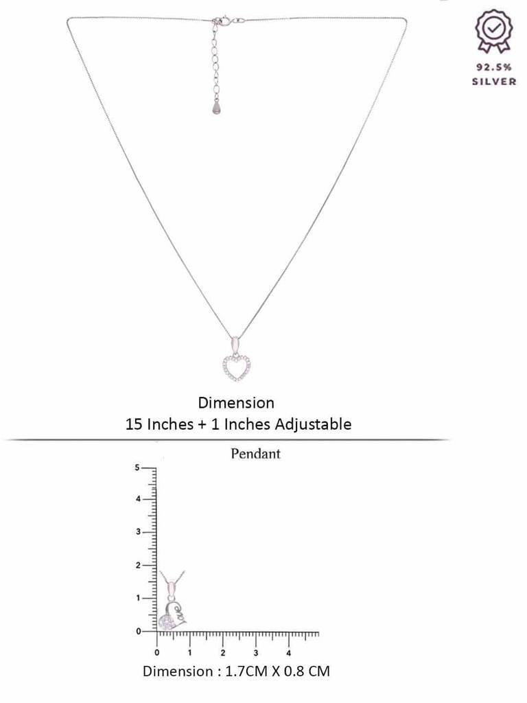 Sterling Silver Solitaire Heart Love Pendant With Chain : PDHR21-S-NA