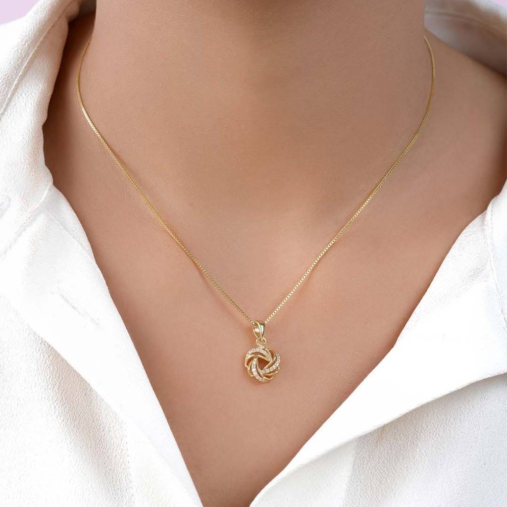 Infinity Loop Gold Plated 925 Sterling Silver Pendants : PEN-30232-C-G