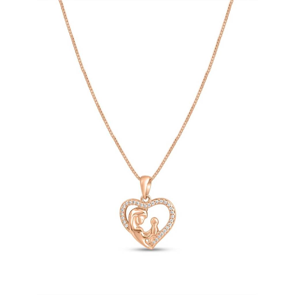 Heart Rose Gold Plated 925 Sterling Silver Pendants : PEN-30233-C-RG