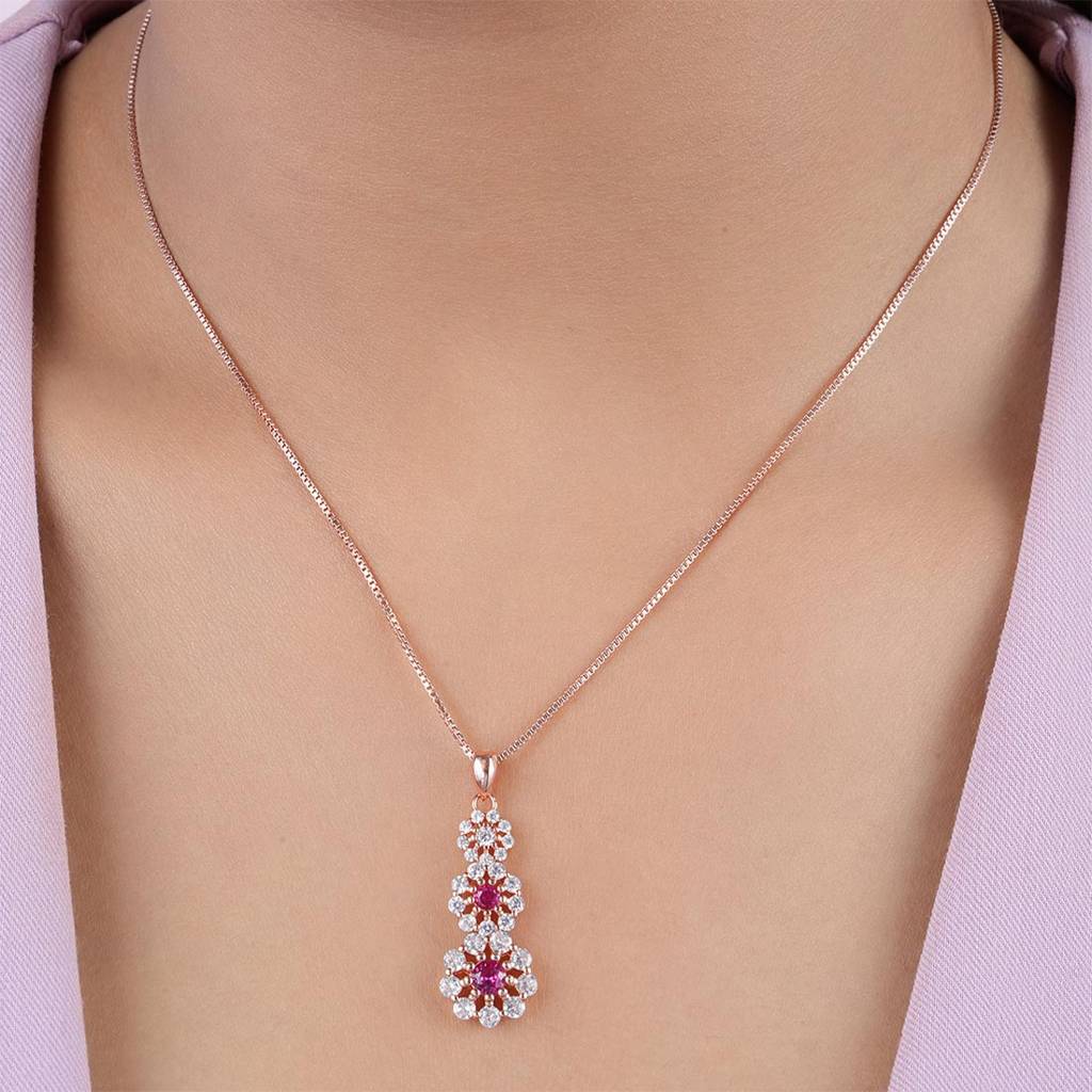 Dazzling Rose Gold Plated 925 Sterling Silver Pendants : PEN-30241-C-RG
