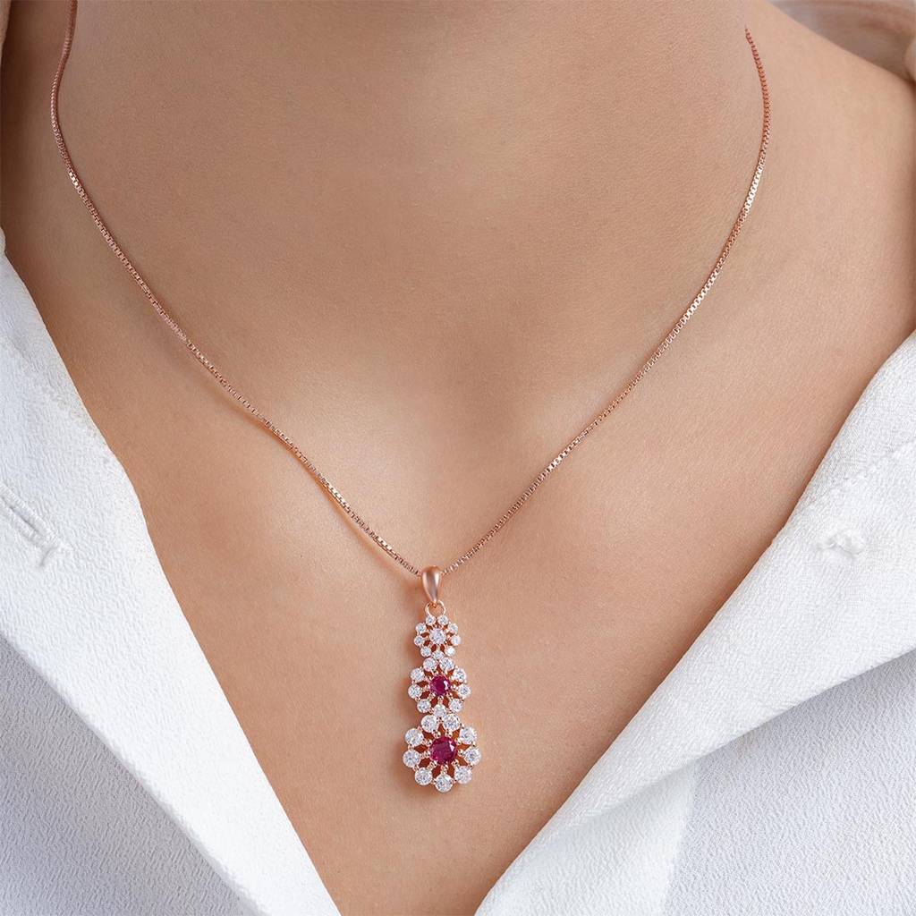 Dazzling Rose Gold Plated 925 Sterling Silver Pendants : PEN-30241-C-RG