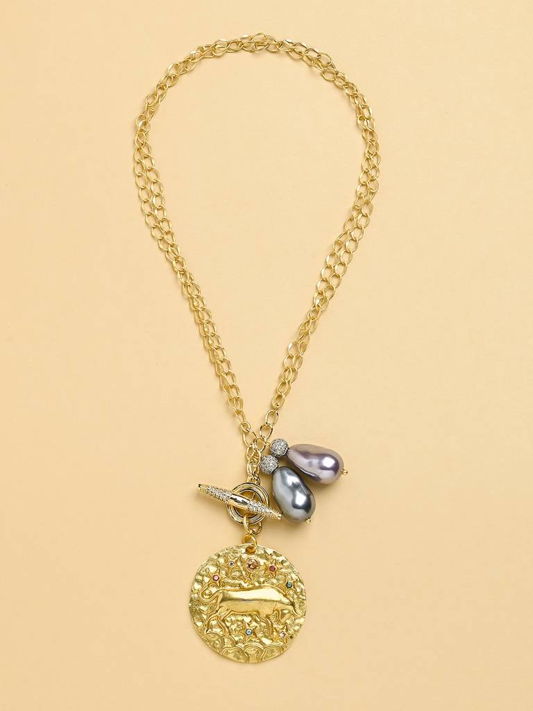 Twin Pearl  TAURUS Celestial Necklace