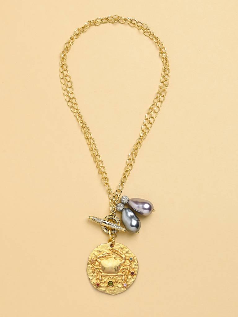 Twin Pearl  CANCER Celestial Necklace