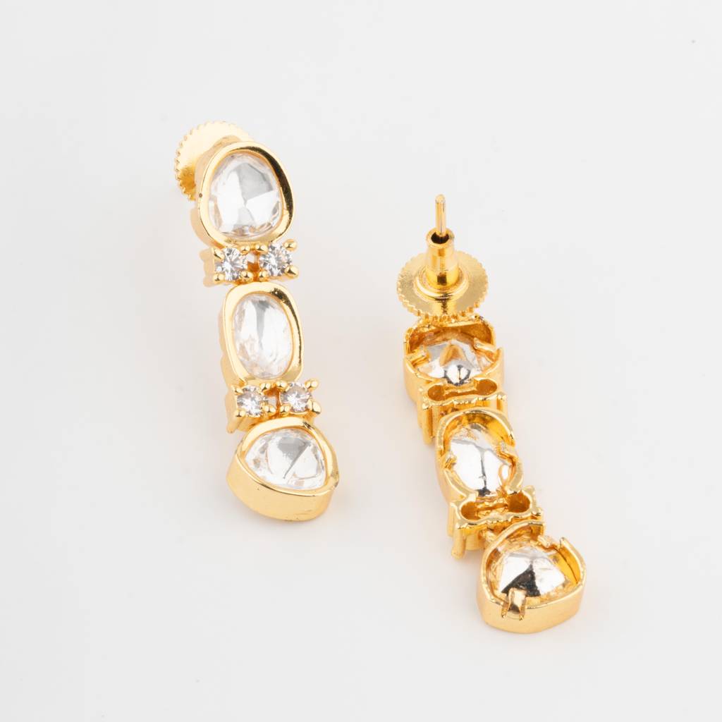 White-Finished Zircon Necklace Set -Gold : VN037