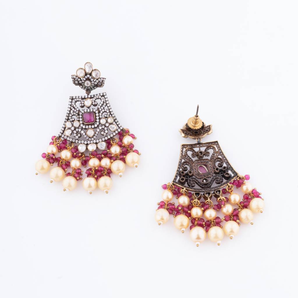 Oxidised Finish Rustic Beaded Necklace Set : VN226