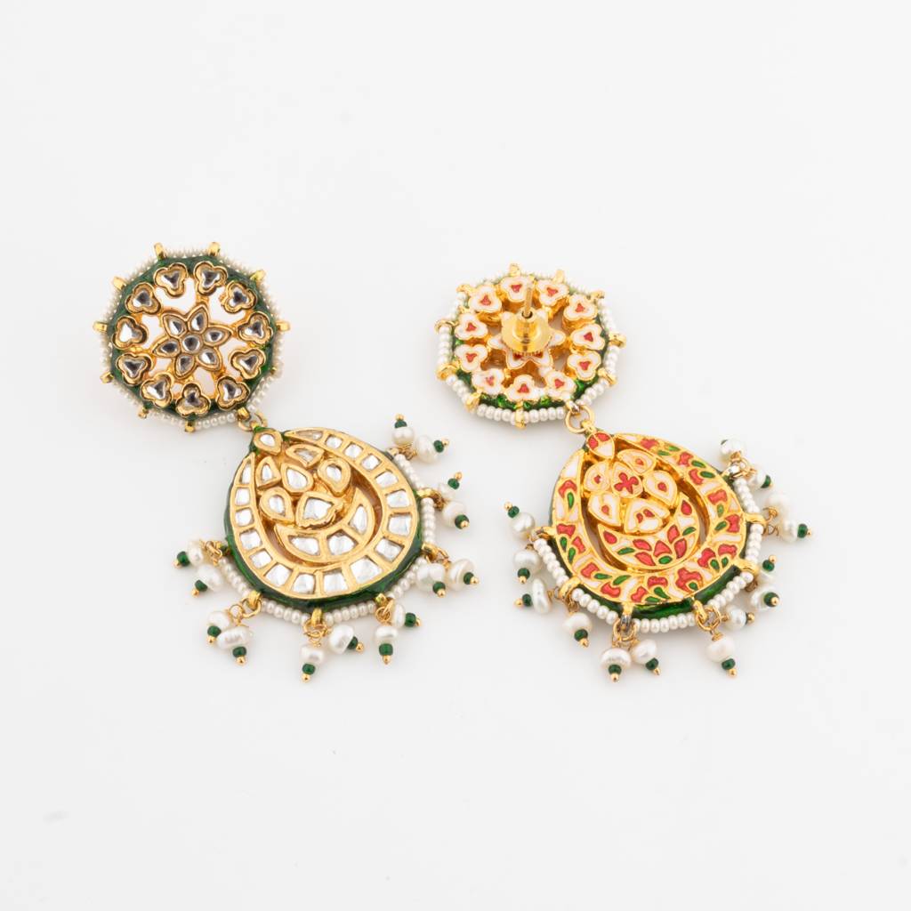 Gold Plated Meenakari Kundan Long Necklace Set : VN529