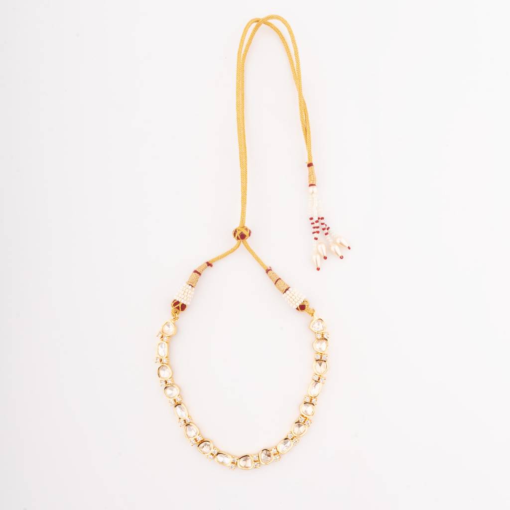White-Finished Zircon Necklace Set -Gold : VN037