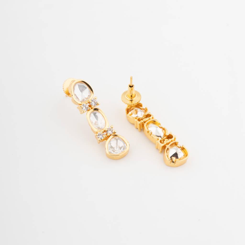 White-Finished Zircon Necklace Set -Gold : VN037