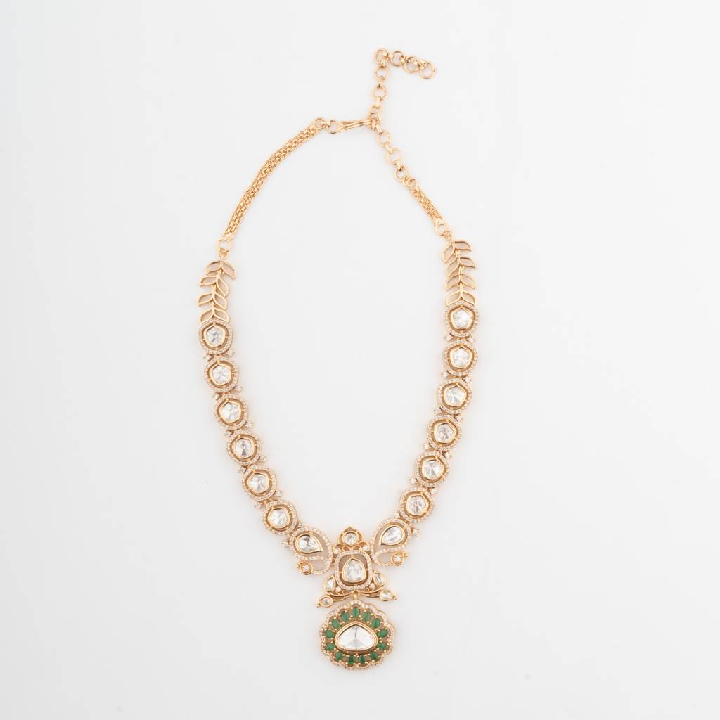 White-Finished Zircon Necklace Set-Rose Gold : VN361