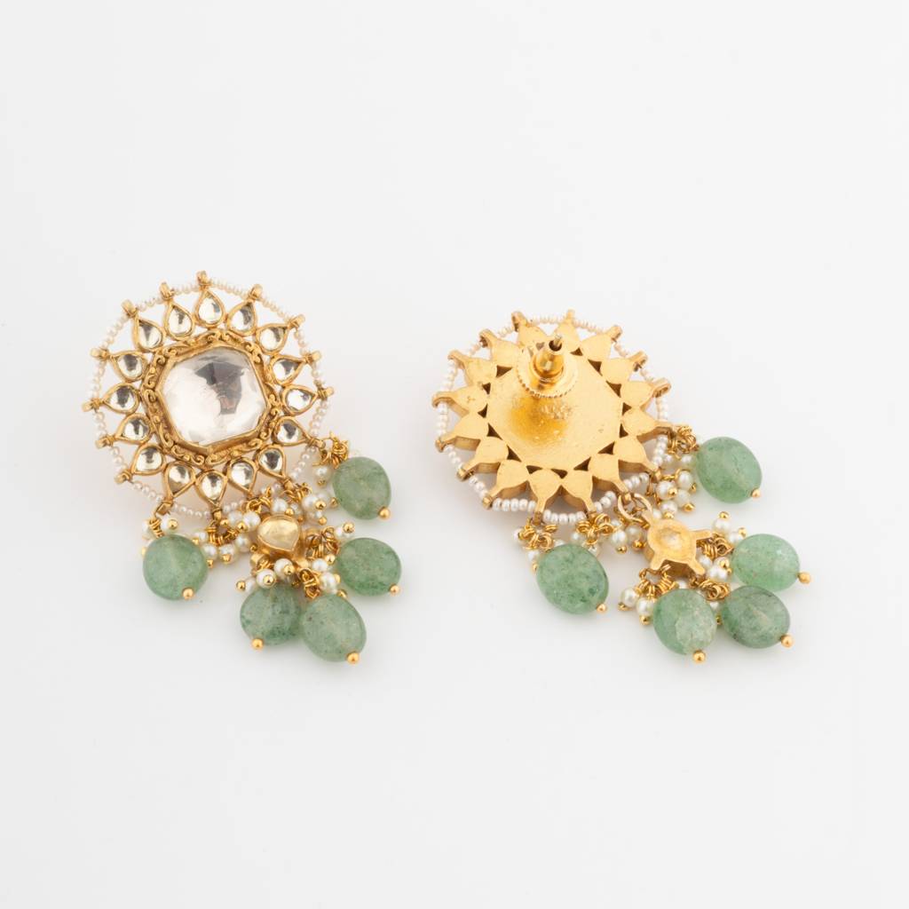 Kundan With Green Beads Choker Necklace : VN701