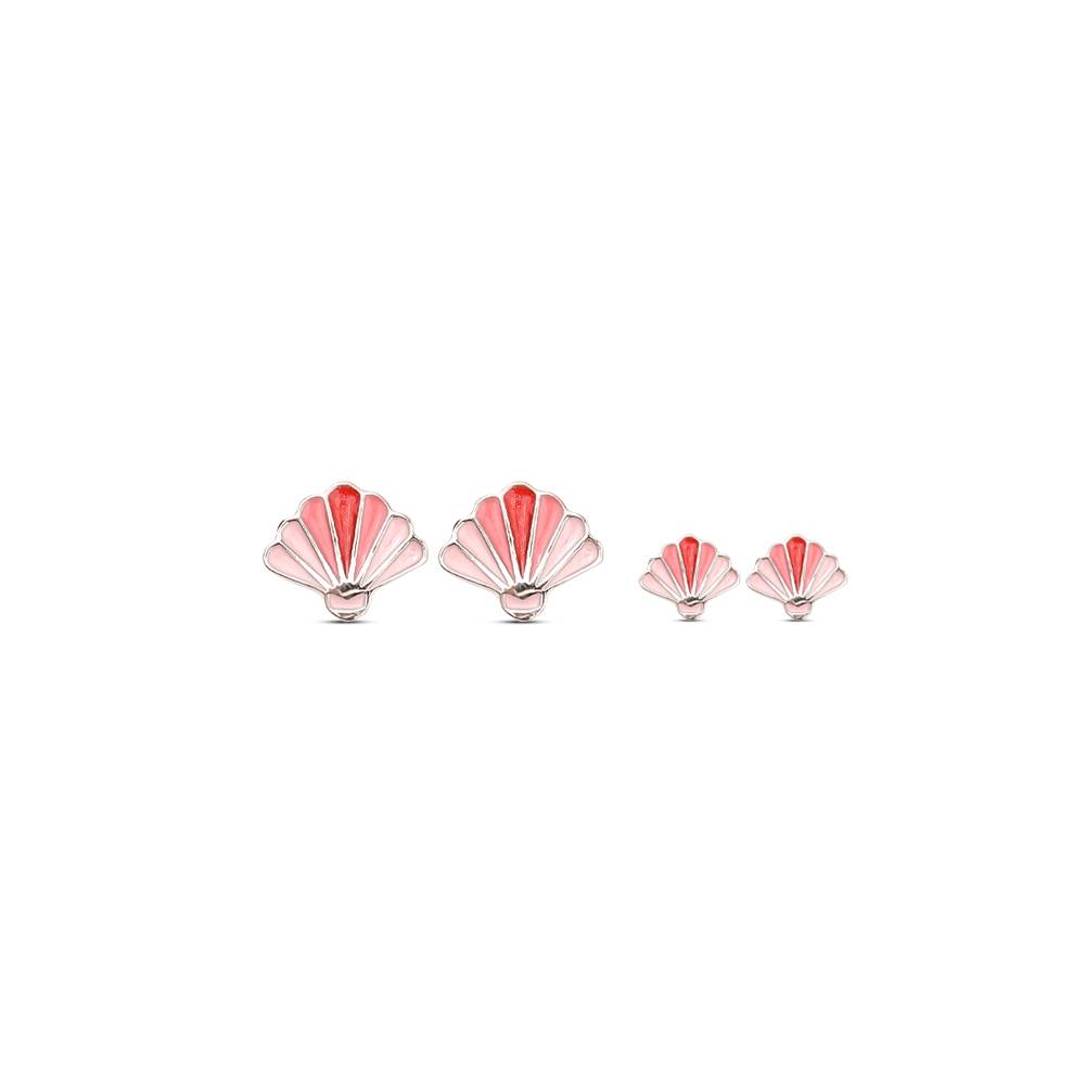 925 Silver Hypoallergenic Glitter Pink Shell 8Mm Push Back Earring : A1067-70Pinkseashellearrings