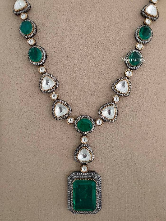 Green Color Faux Polki Necklace Set - Pk-S26Wgr : PK-S26WGR