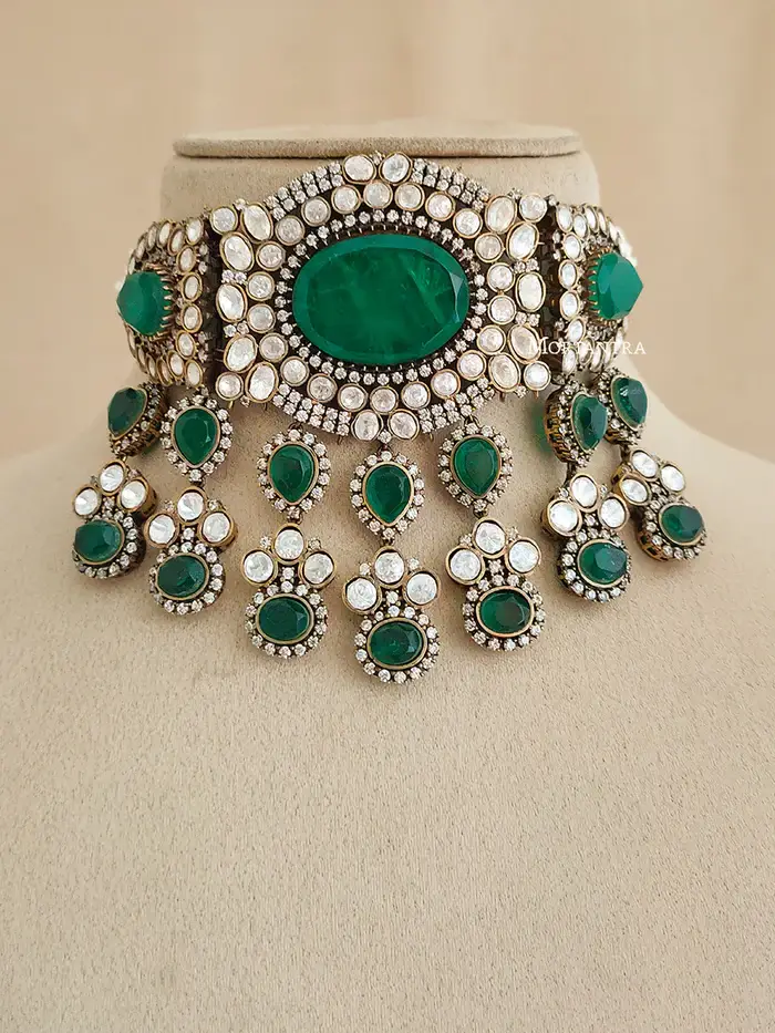 Green Color Faux Polki Necklace Set - Pk-S67Gr : PK-S67GR