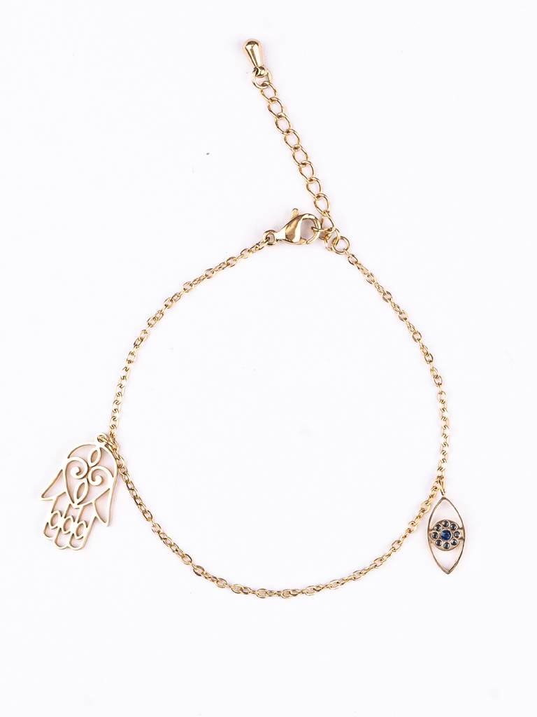Women Gold-Toned Black Gold-Plated Charm Bracelet : PM-BRACELETS-016