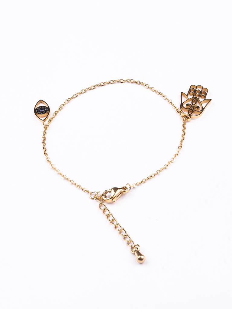 Women Gold-Toned Black Gold-Plated Charm Bracelet : PM-BRACELETS-016