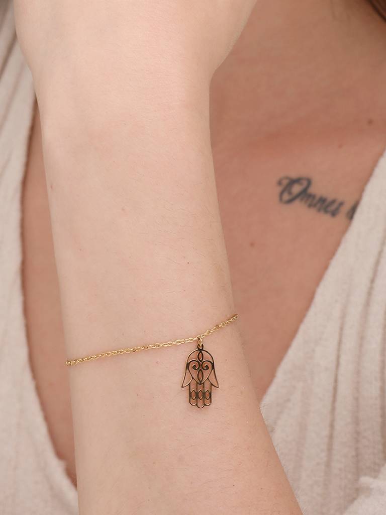 Women Gold-Toned Black Gold-Plated Charm Bracelet : PM-BRACELETS-016