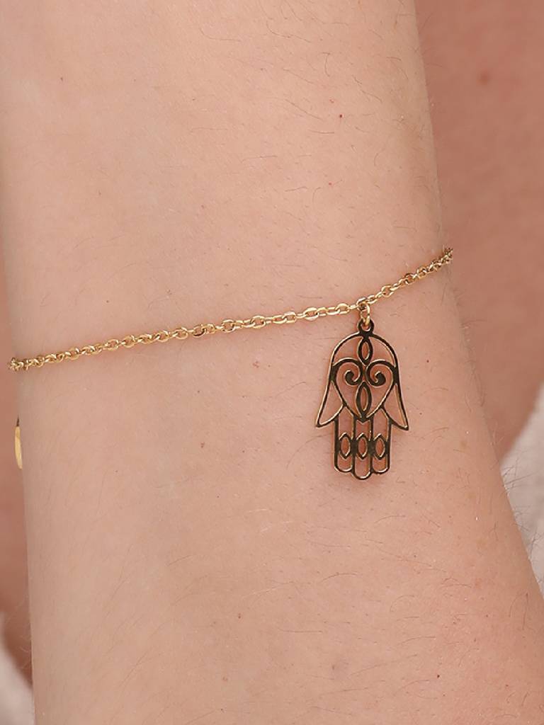 Women Gold-Toned Black Gold-Plated Charm Bracelet : PM-BRACELETS-016