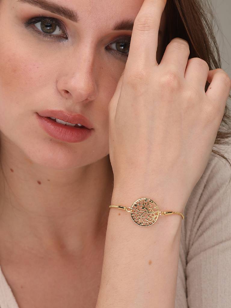 Women Gold-Toned 18 K Gold-Plated Charm Bracelet : PM-BRACELETS-028