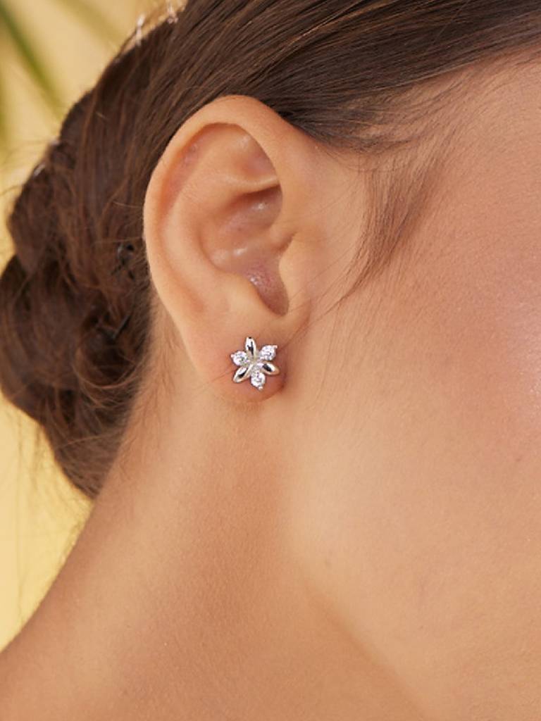 925 Sterling Silver Gold-Plated Floral Studs Earrings : PM-EARRINGS-002