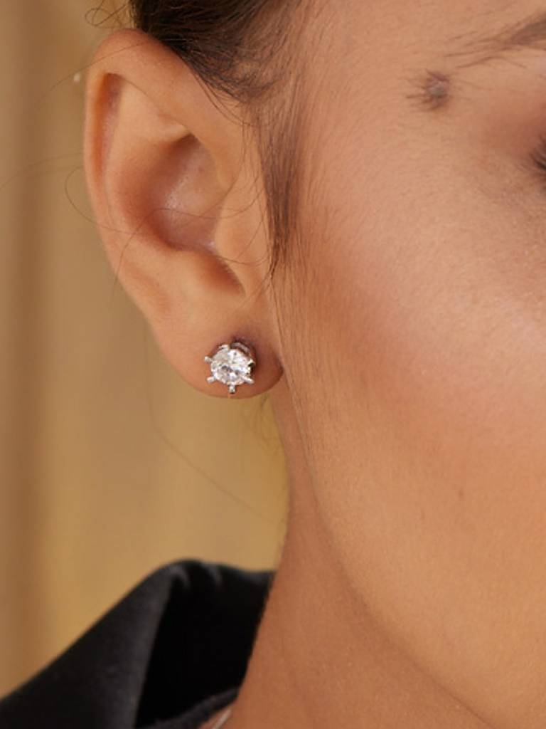 Gold-Plated Circular Studs 925 Sterling Silver Earrings : PM-EARRINGS-007