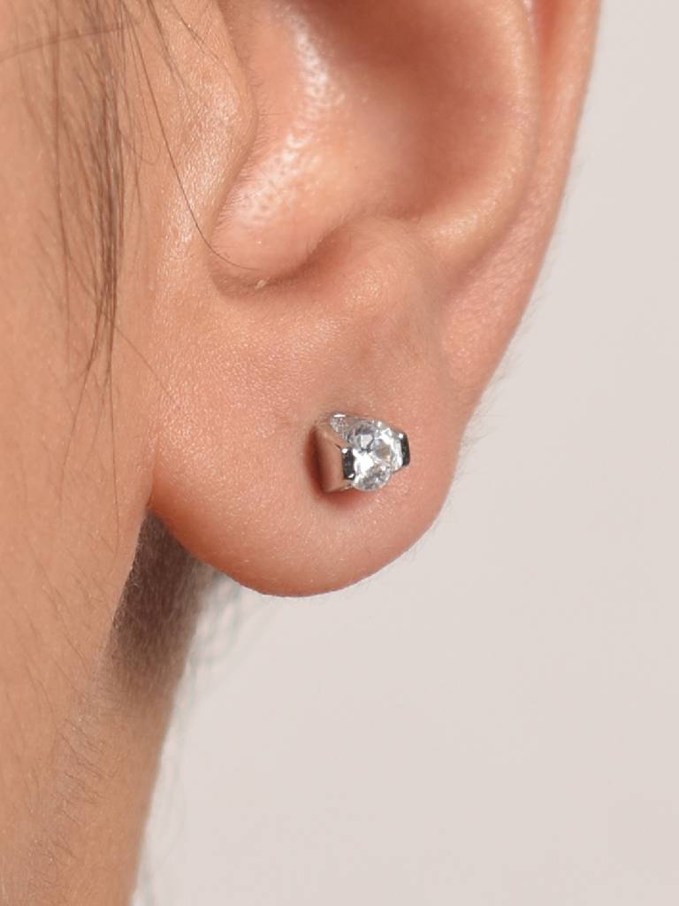 925 Sterling Silver White Diamond Shaped Studs Earrings : PM-EARRINGS-008