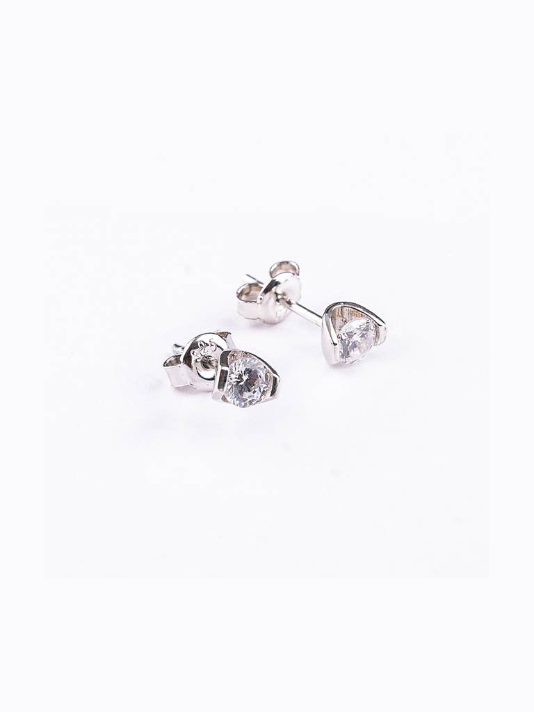 925 Sterling Silver White Diamond Shaped Studs Earrings : PM-EARRINGS-008