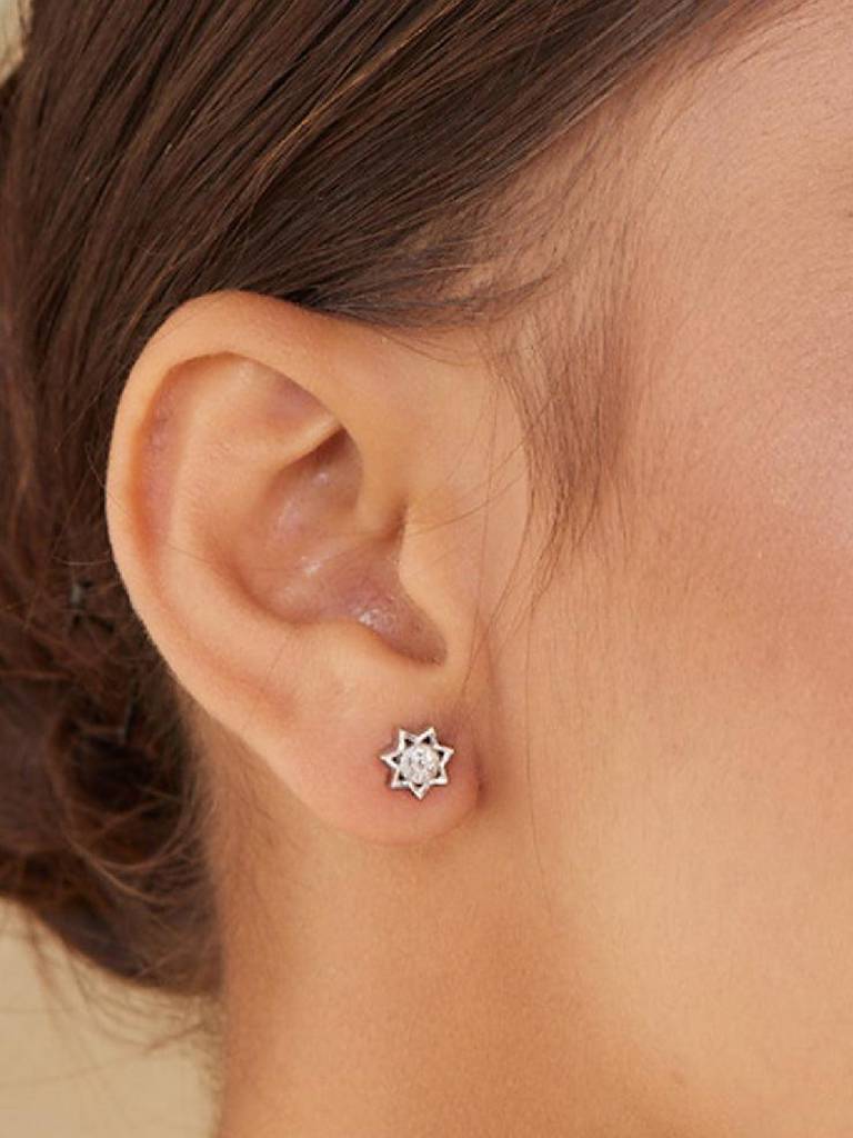 925 Sterling Silver Star Shaped Studs Earrings : PM-EARRINGS-013