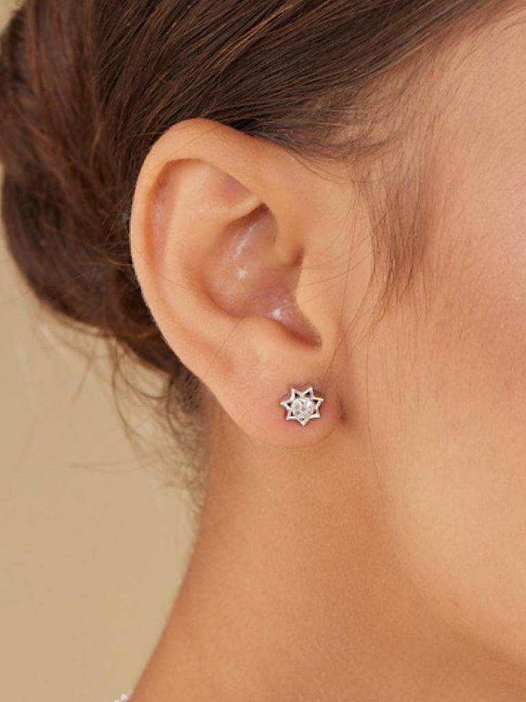 925 Sterling Silver Star Shaped Studs Earrings : PM-EARRINGS-013