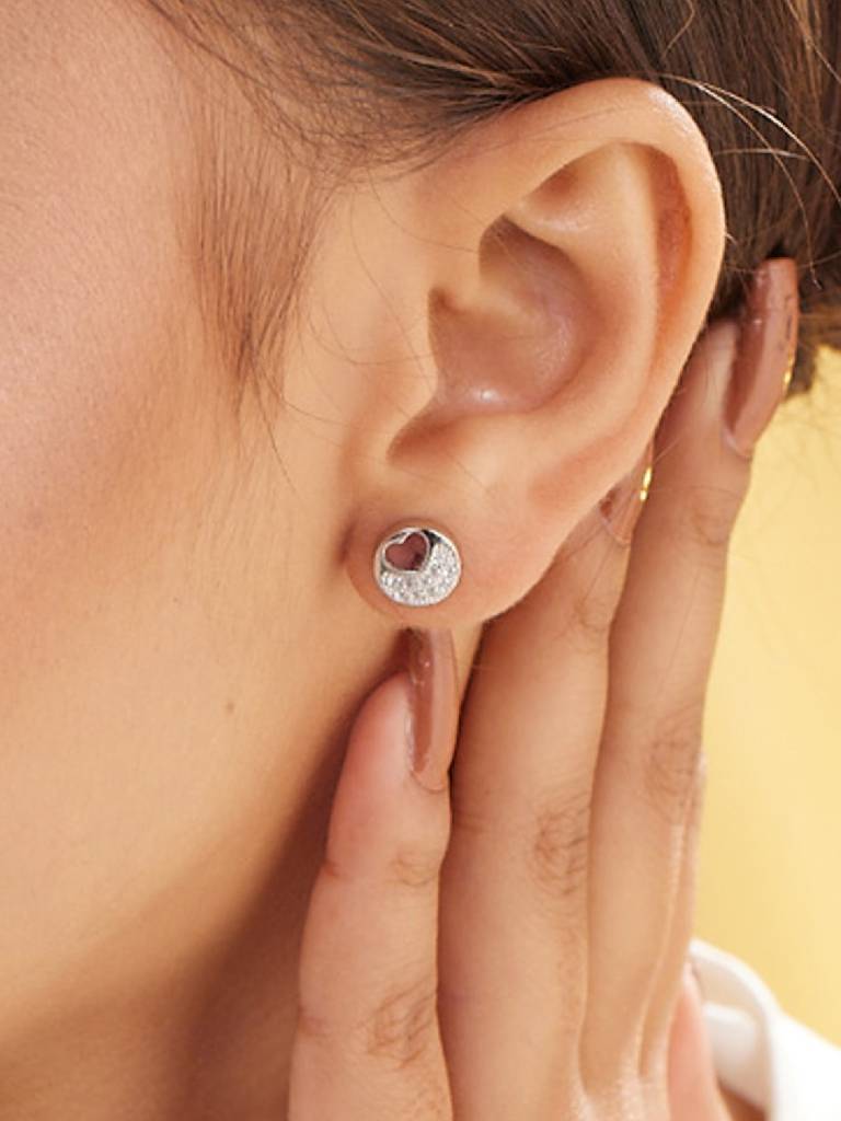 Women Silver-Toned 925 Sterling Silver Studs Earrings : PM-EARRINGS-017