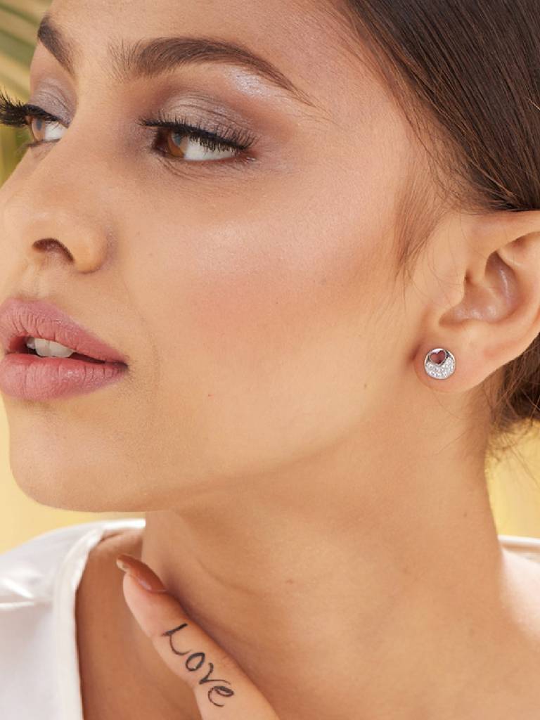 Women Silver-Toned 925 Sterling Silver Studs Earrings : PM-EARRINGS-017