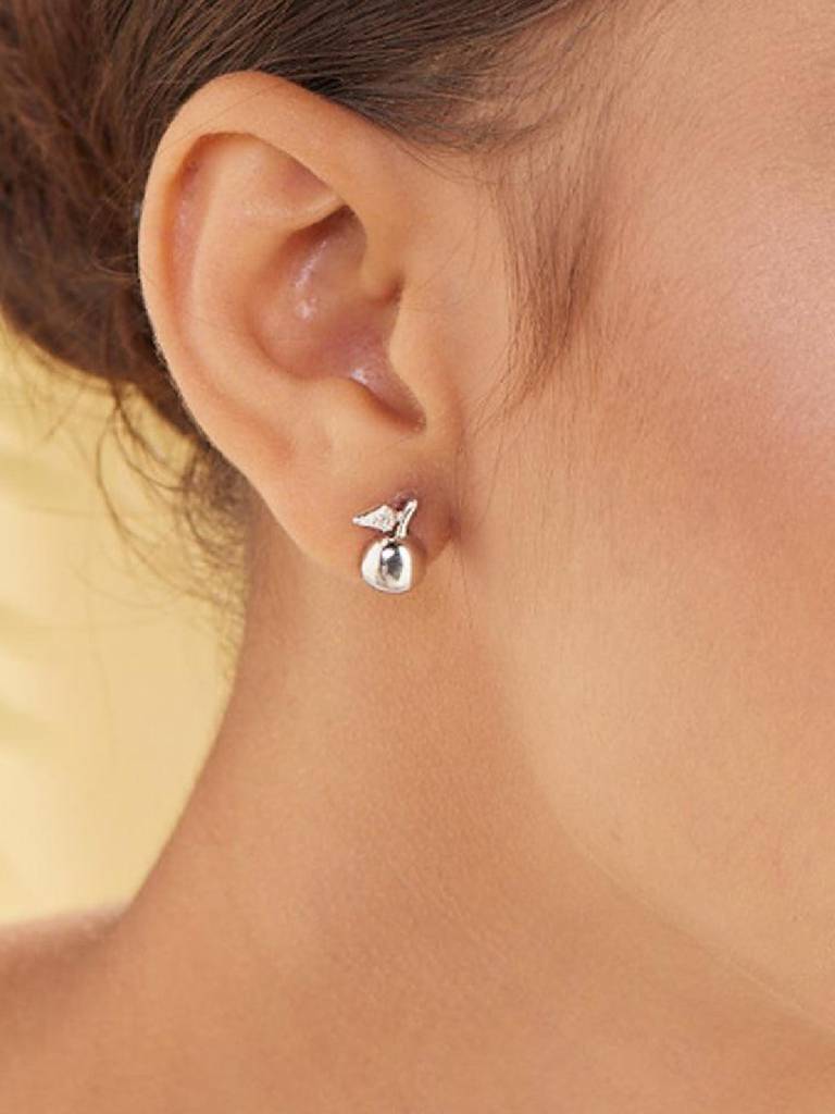 925 Sterling Silver Leaf Shaped Studs Earrings : PM-EARRINGS-021