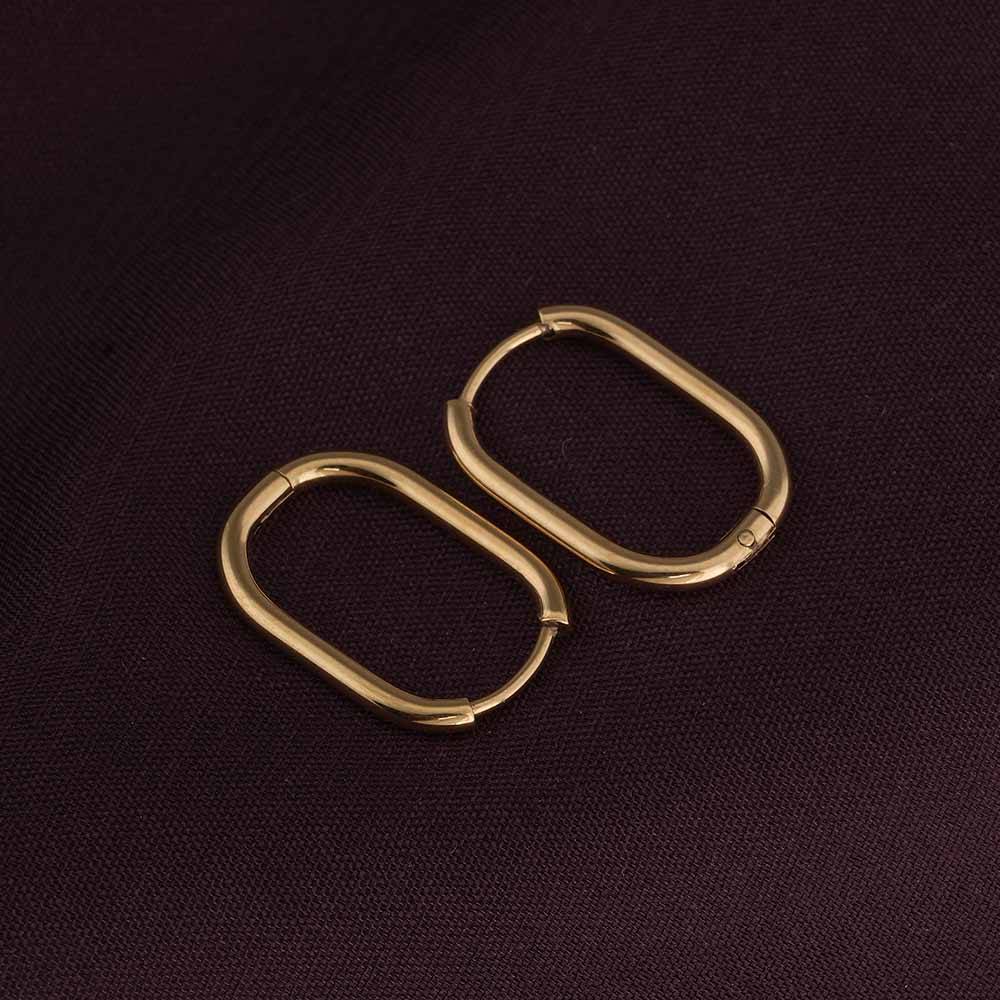 Plain Oval Hoop Earrings For Womens Waterproof & Anti-Tarnish : PM-EARRINGS-024