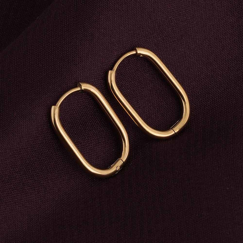Plain Oval Hoop Earrings For Womens Waterproof & Anti-Tarnish : PM-EARRINGS-024