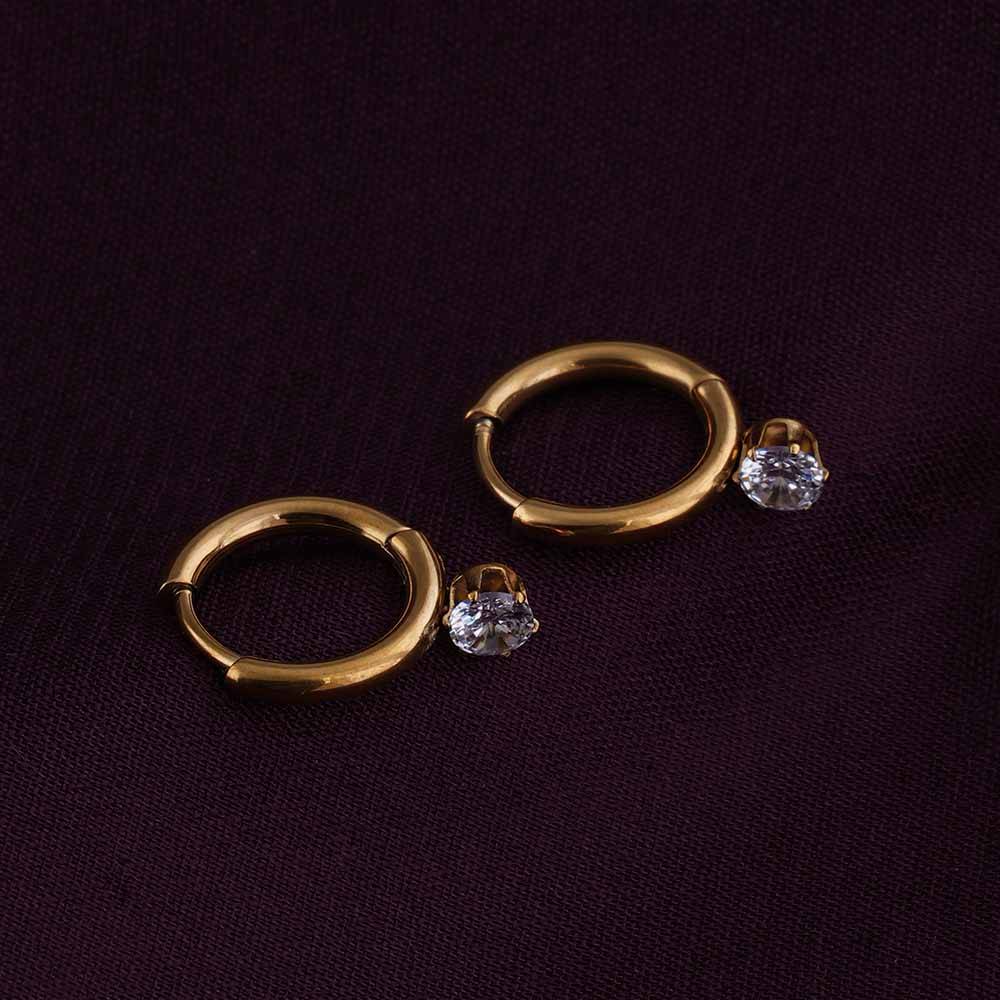 Athena Solitaire Hoop Earrings For Womens Waterproof & Anti-Tarnish : PM-EARRINGS-032