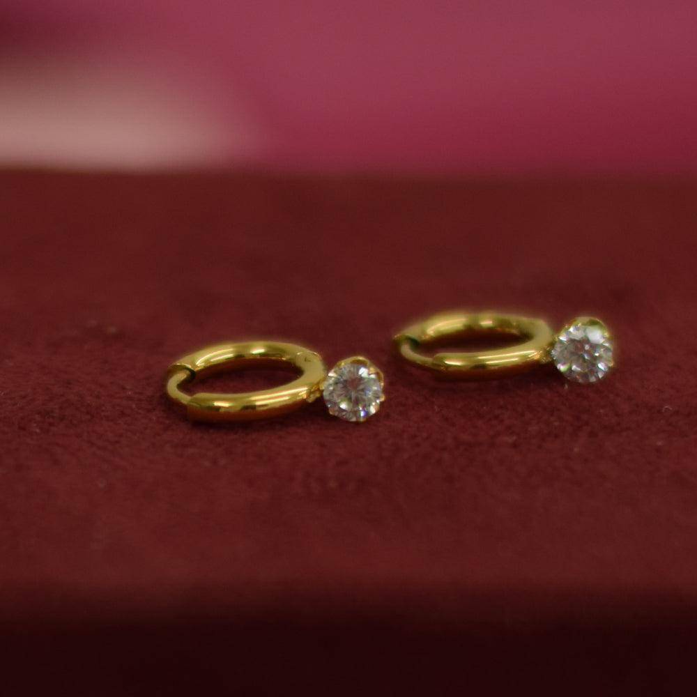 Athena Solitaire Hoop Earrings For Womens Waterproof & Anti-Tarnish : PM-EARRINGS-032