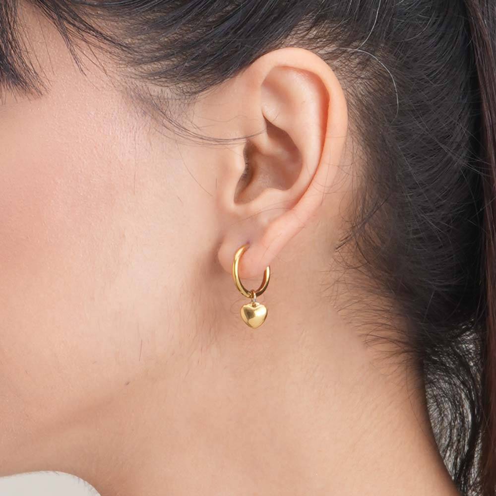 Small Heart Hoop Earrings For Womens Waterproof & Anti-Tarnish : PM-EARRINGS-037
