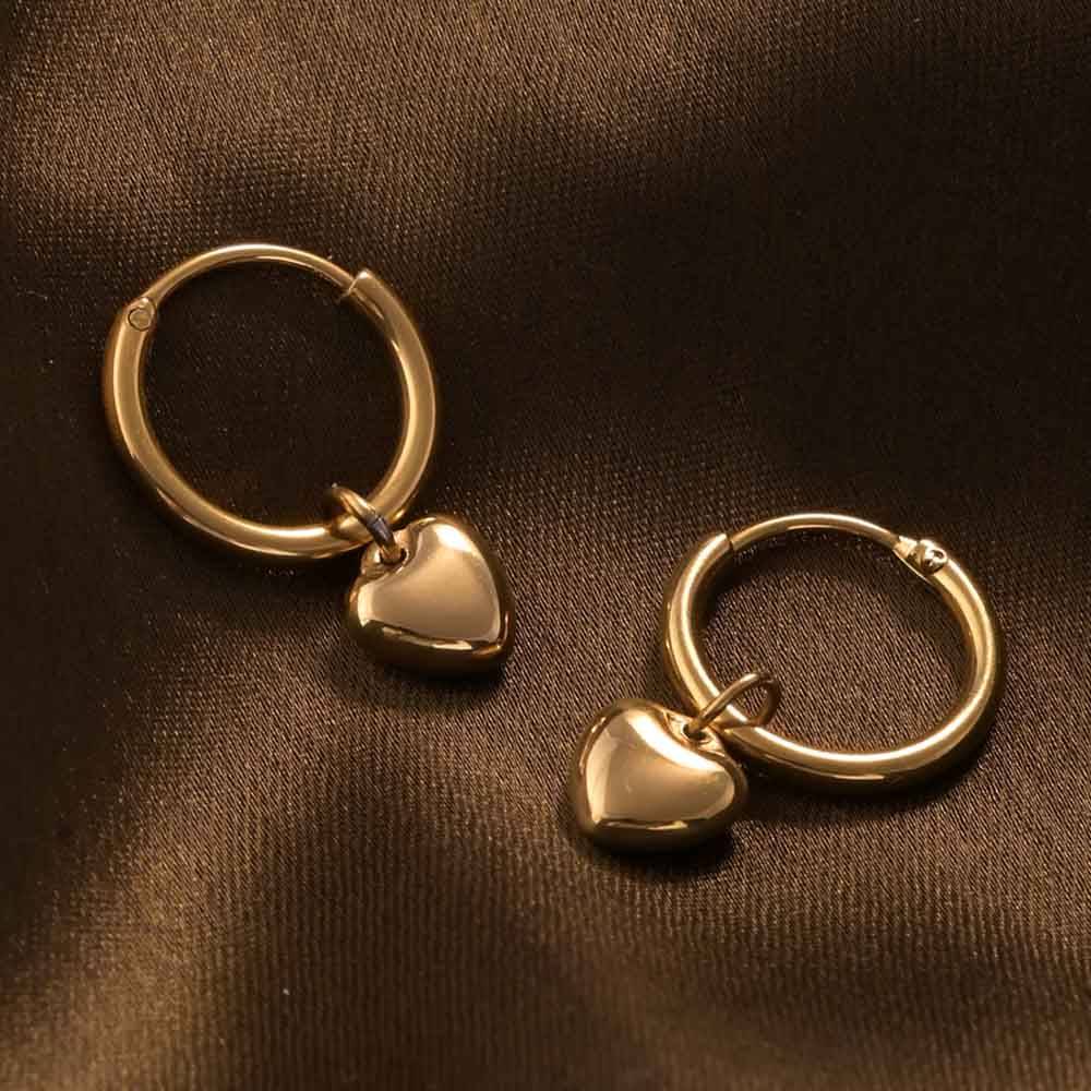 Small Heart Hoop Earrings For Womens Waterproof & Anti-Tarnish : PM-EARRINGS-037