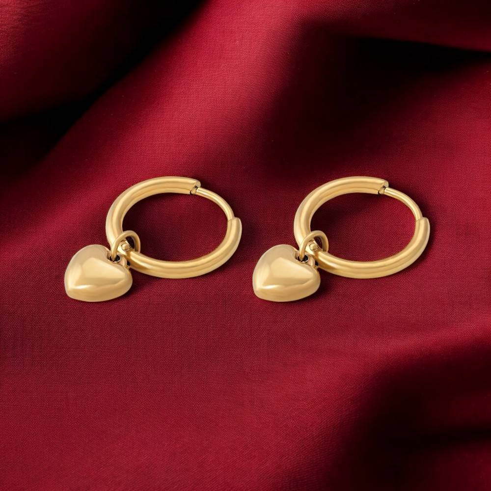 Small Heart Hoop Earrings For Womens Waterproof & Anti-Tarnish : PM-EARRINGS-037
