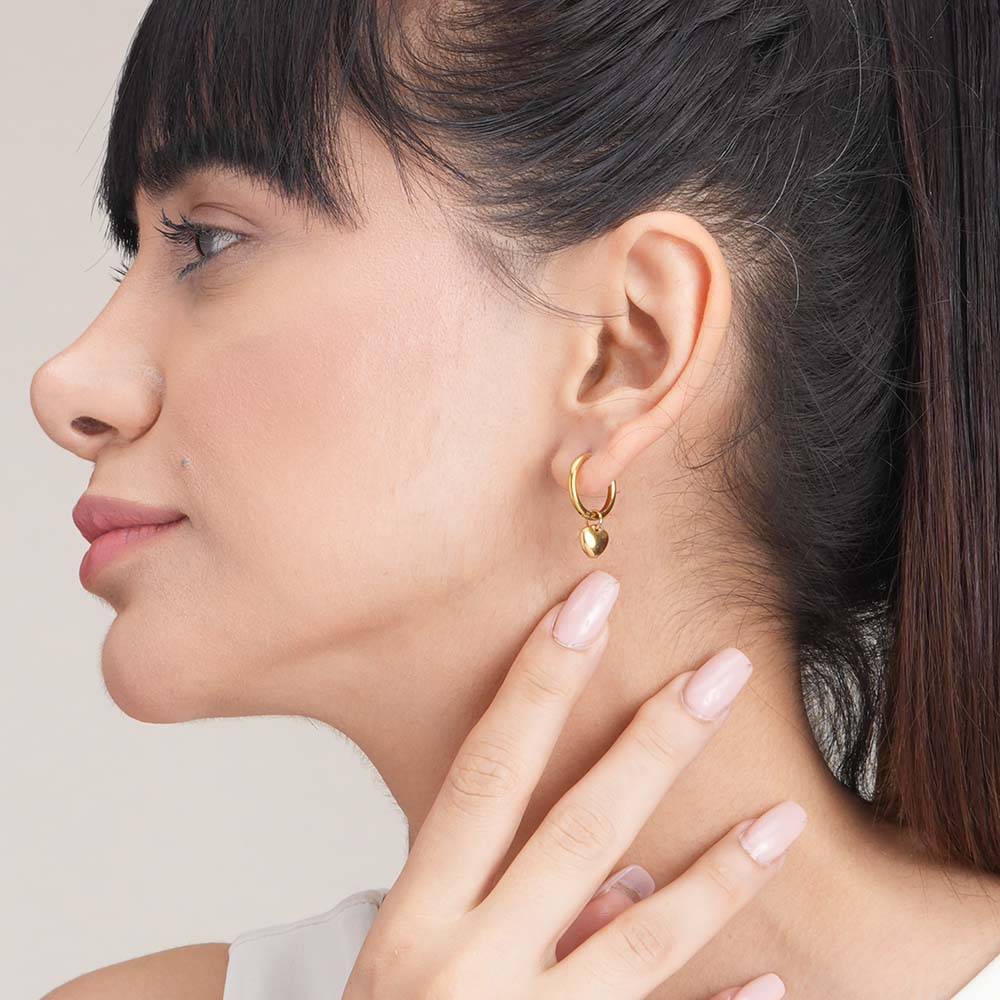 Small Heart Hoop Earrings For Womens Waterproof & Anti-Tarnish : PM-EARRINGS-037