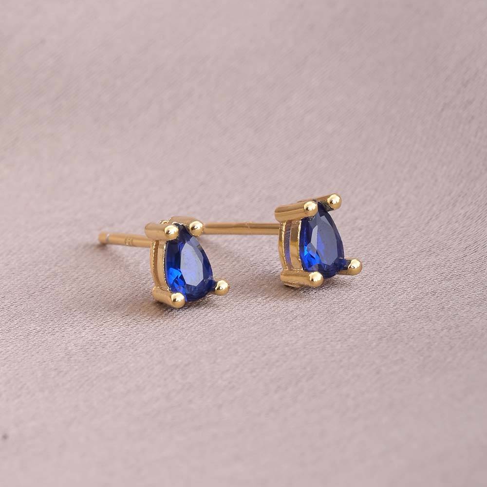 18K Gold Plated Blue Contemporary Studs Earrings : PM-EARRINGS-040-Blue