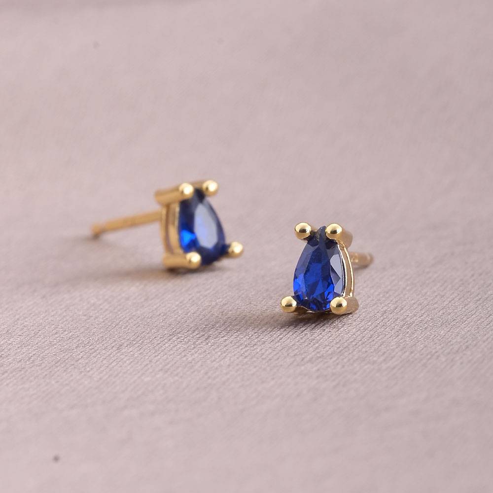 18K Gold Plated Blue Contemporary Studs Earrings : PM-EARRINGS-040-Blue