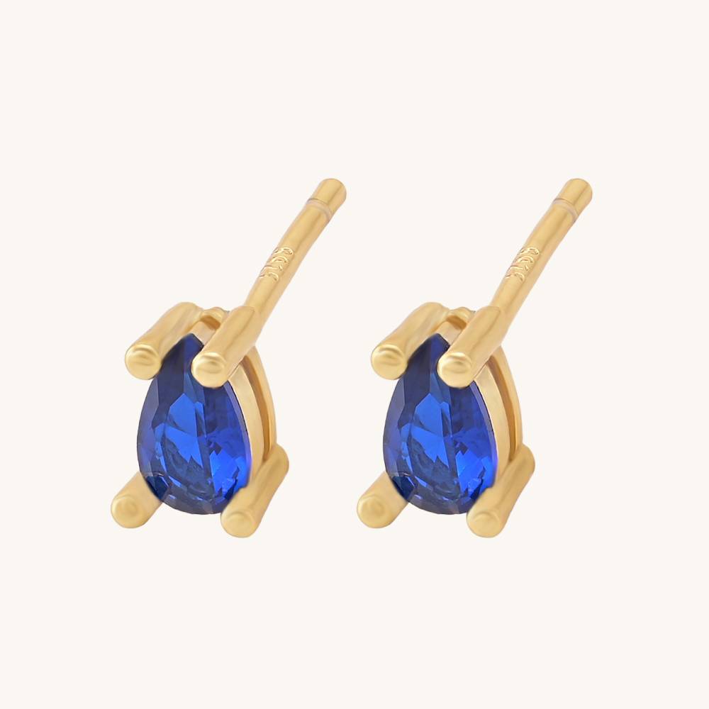 18K Gold Plated Blue Contemporary Studs Earrings : PM-EARRINGS-040-Blue