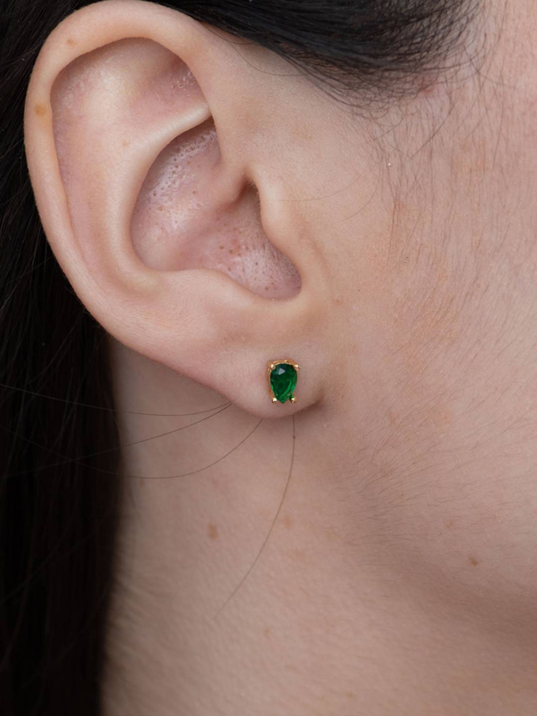 Women18K Gold Plated Gold-Toned Teardrop Shaped Studs Earrings : PM-EARRINGS-040-Green