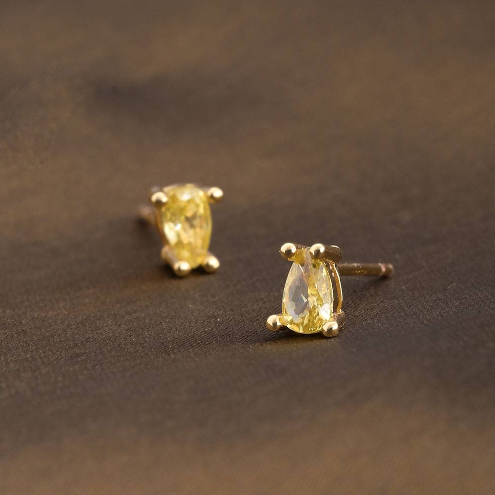 18K Gold Plated Blue Contemporary Studs Earrings : PM-EARRINGS-040-Yellow